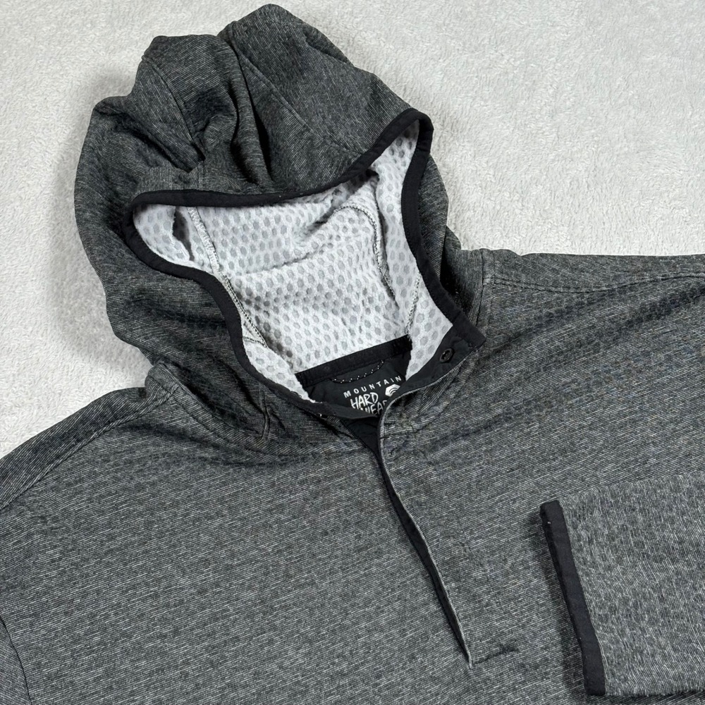 Mountain Hardwear Mens XXL Gray Snap Neck Waffle Lined Hoodie Pullover Outdoor